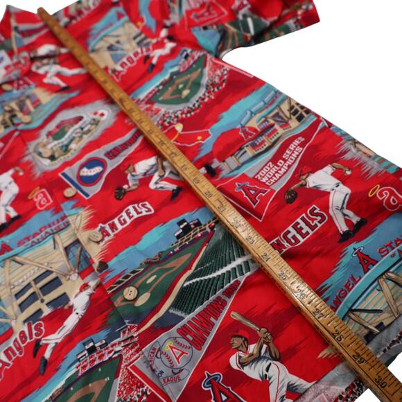 Vintage Reyn Spooner Anaheim Angels Baseball Print Hawaiian Shirt - Picture 8 of 8